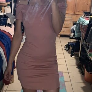 Off the shoulder light pink dress